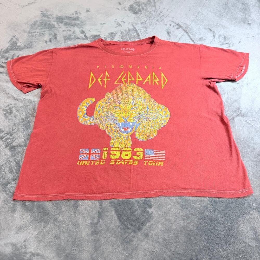 DEF LEPPARD 1983 T-SHIRT Replica Retro Pyromania 1983 US Tour Men Sz L Red
